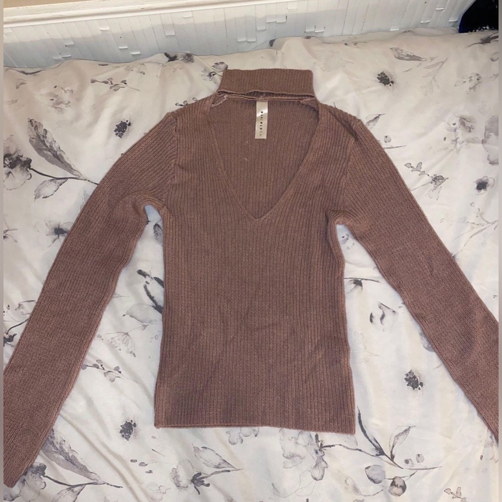 Blue Blush Cut Out Turtleneck